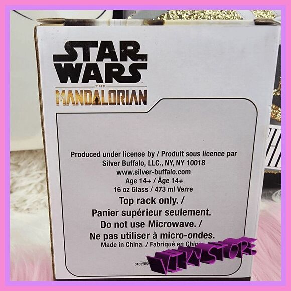 NWT 💖 Iconic Star Wars Mandalorian 16 oz Glass 💖 NWT - Picture 3 of 4